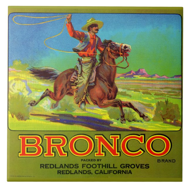  1920s Bronco fruit crate label Tile (Front)