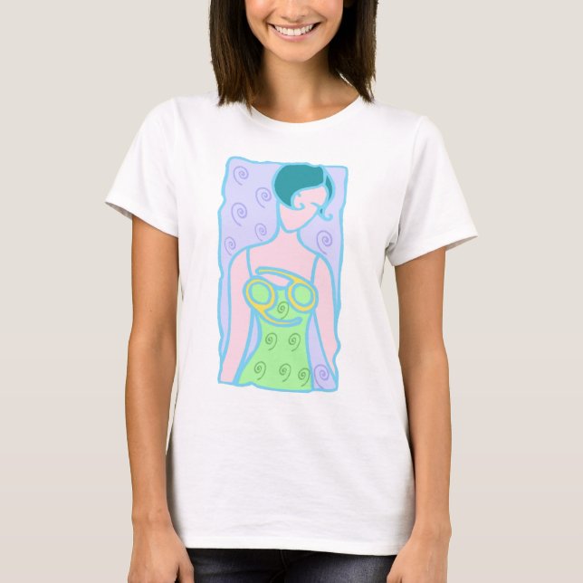 1920s Cancer Zodiac Woman in green T-Shirt (Front)