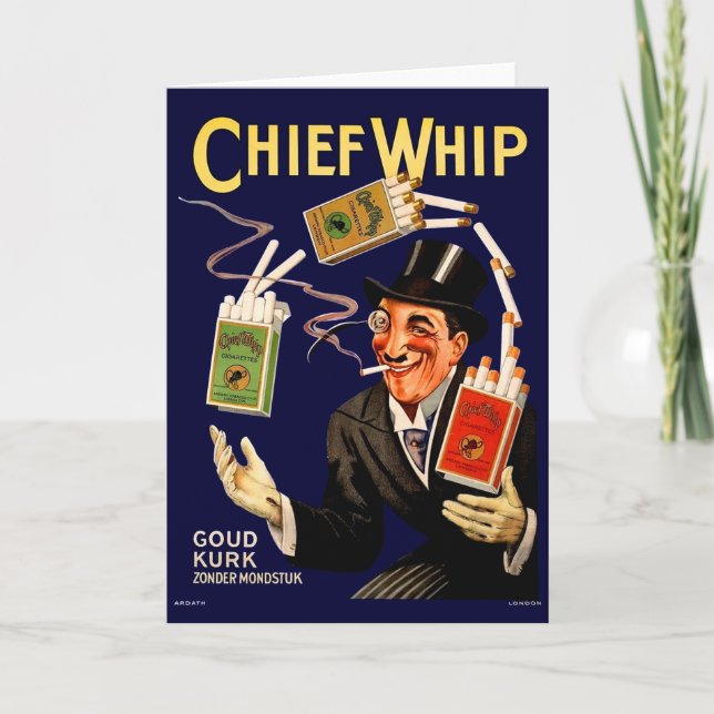 1920s Chief Whip cigarettes ad Card (Front)