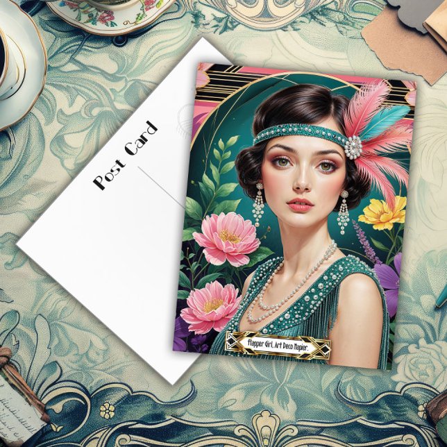 1920s Cocktail Elegance Flapper Girl Postcard (Creator Uploaded)