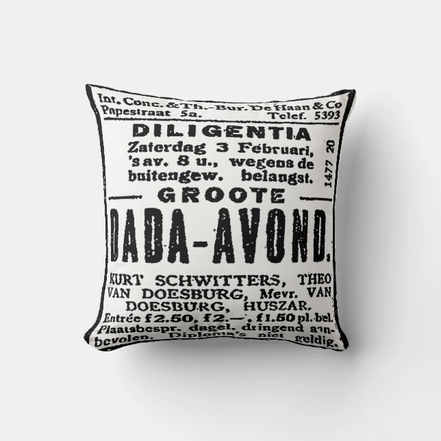1920's DADA ART NEWSPAPER ADVERT Cushion (Front)