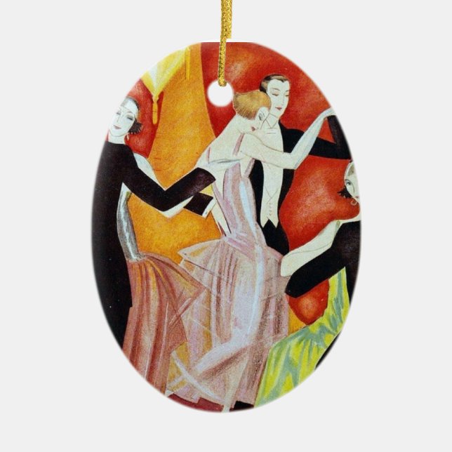 1920's Dancing Couples Ceramic Tree Decoration (Front)