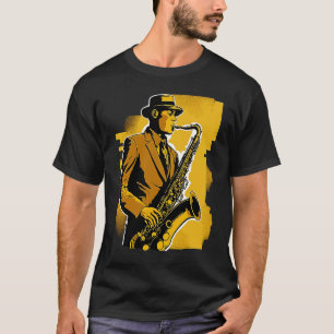 1920s Deco Era Jazz Musician Saxophone Player T-Shirt