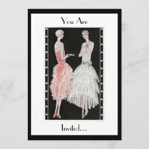 1920s Elegant Black and White Party Invitation