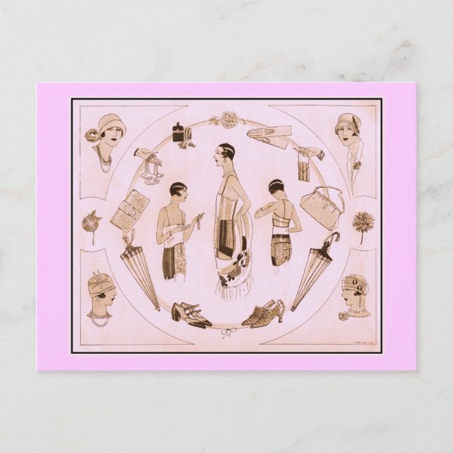 1920's Elegant Fashion Postcard (Front)