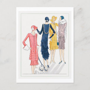 1920s Fashion Plate for Daytime Dresses Postcard