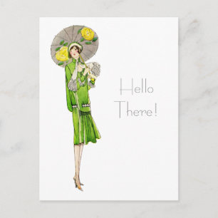 1920s Fashion with Parasol Postcard