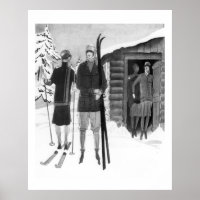 1920s Fashionable Women on Ski Trip BW