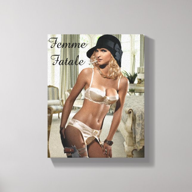 1920's Femme Fatale Diva - Smoking and Guns Canvas Print (Front)