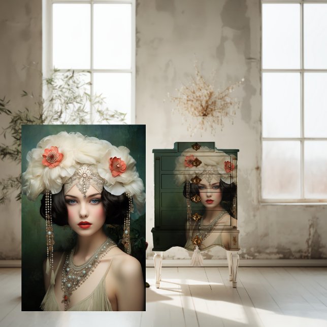 1920's Flapper, Adorned Lady, Portrait Art Tissue Paper (Creator Uploaded)