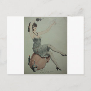 1920s Flapper Champagne Girl Postcard