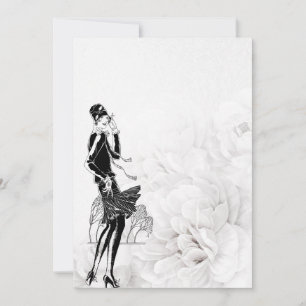 1920s Flapper Dress Black and White Thank You Card