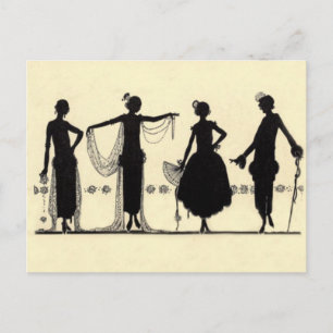 1920's Flapper Fashion Silhouette Postcard