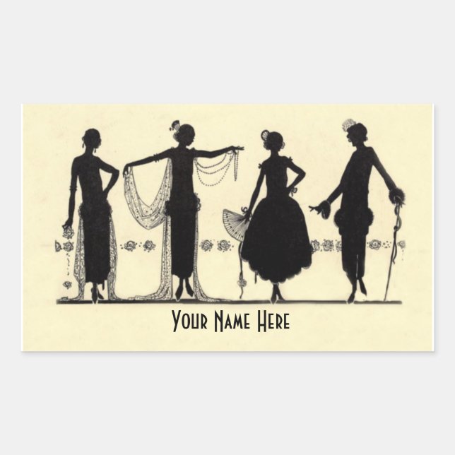 1920's Flapper Fashion Silhouette Stickers (Front)