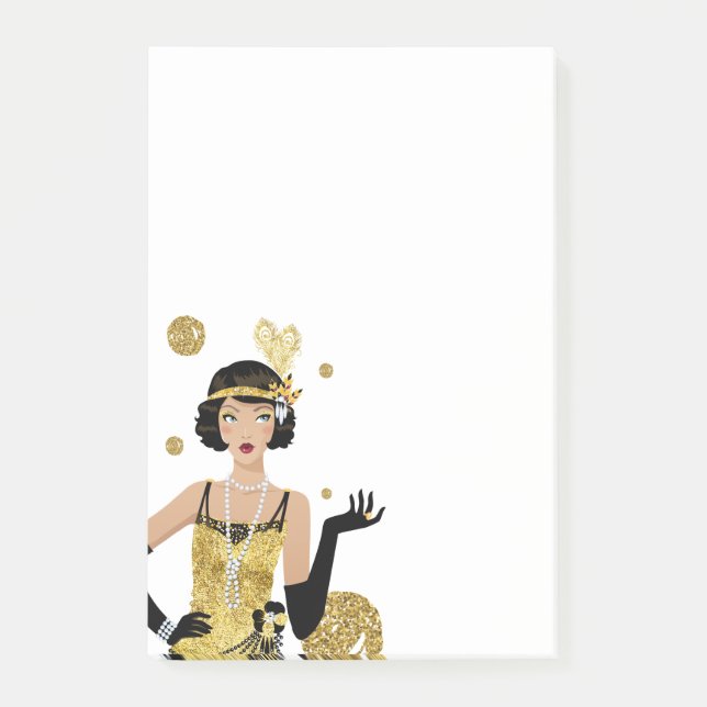 1920s flapper girl, 70s retro woman post-it notes (Front)