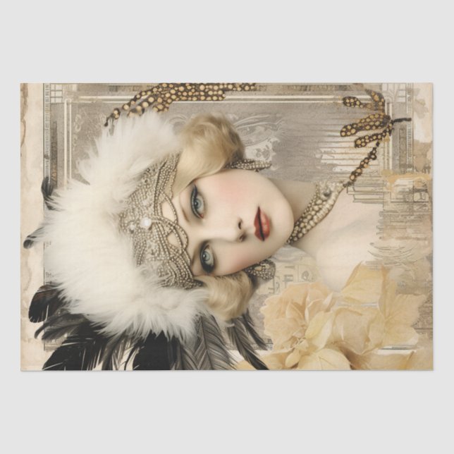 1920's Flapper Girl Art Deco Tissue Paper (Front)