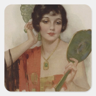 1920's Flapper Girl Beautiful Square Sticker