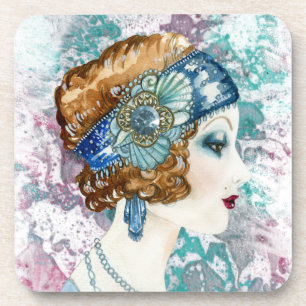 1920s Flapper Girl Coaster Set