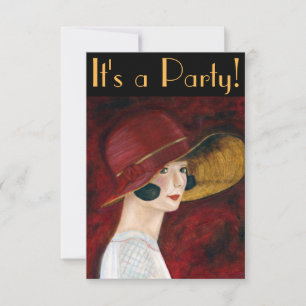 1920s Flapper Girl in Red Hat Roaring Twenties