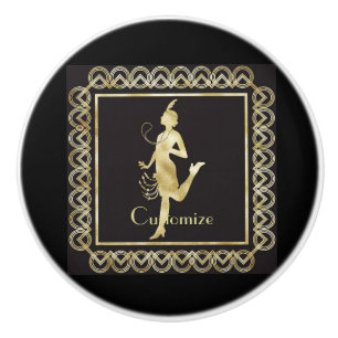 1920's Flapper Girl Thunder_Cove  Ceramic Knob