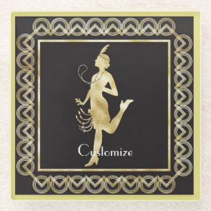 1920's Flapper Girl Thunder_Cove  Glass Coaster