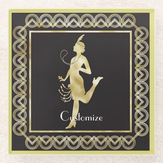 1920's Flapper Girl Thunder_Cove  Glass Coaster (Front)