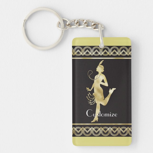 1920's Flapper Girl Thunder_Cove Key Ring (Front)
