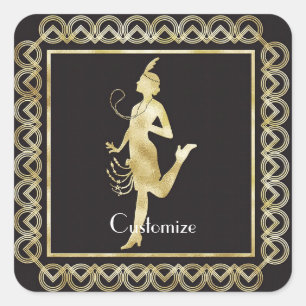 1920's Flapper Girl Thunder_Cove Square Sticker