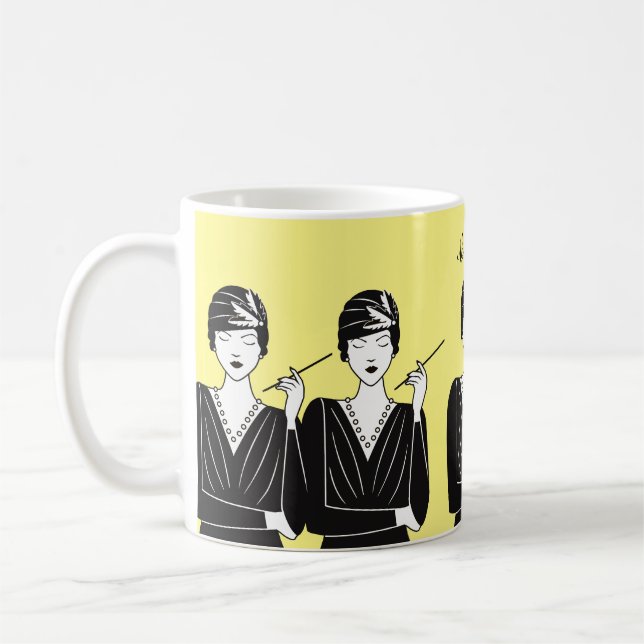 1920s Flapper Glam Model theme. Editable name Coffee Mug (Left)