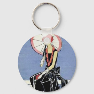 1920s Flapper with Umbrella Key Ring