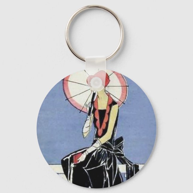 1920s Flapper with Umbrella Key Ring (Front)