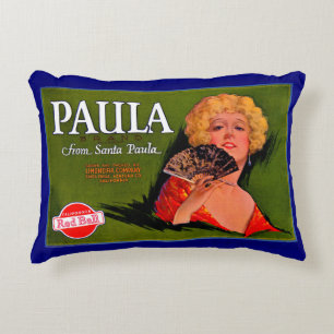 1920s fruit crate label Paula from Santa Paula Decorative Cushion