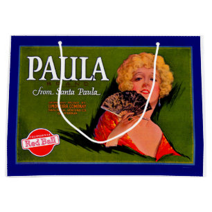 1920s fruit crate label Paula from Santa Paula Large Gift Bag
