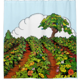 1920s garden print shower curtain