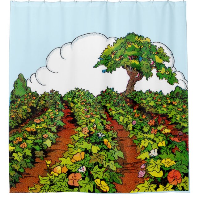 1920s garden print shower curtain (Front)