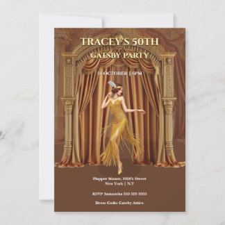 1920s Gatsby 50th Birthday Invitation