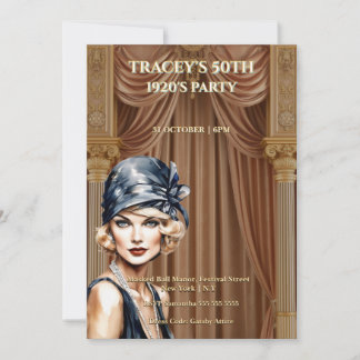 1920s Gatsby 50th Birthday Invitation