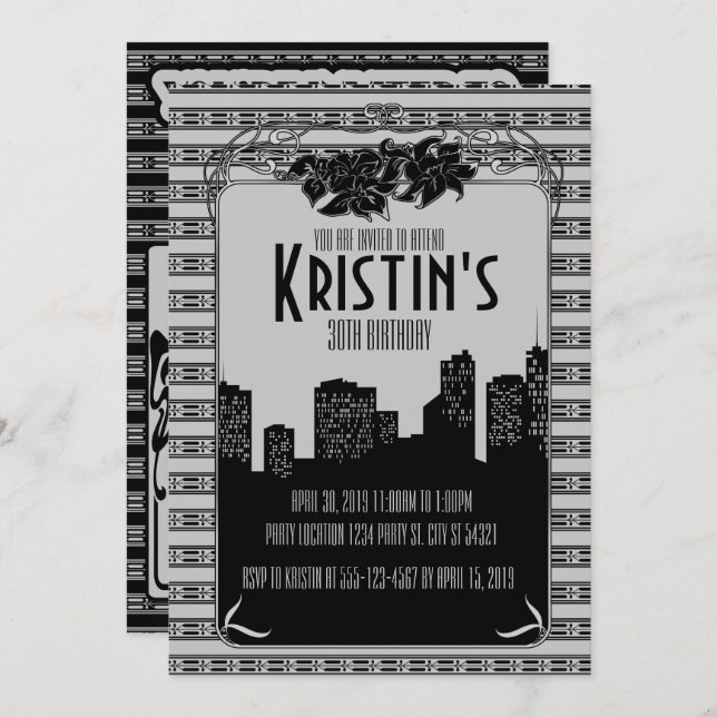 1920's, Gatsby Party Invitations (Front/Back)