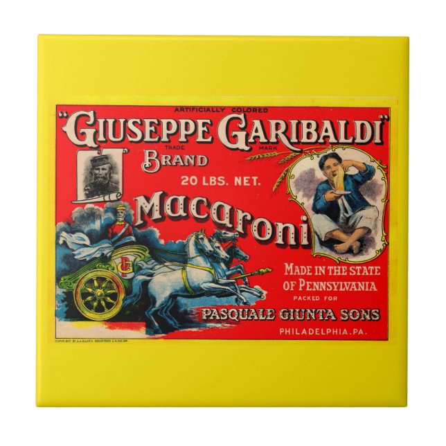 1920s Giuseppe Garibaldi macaroni label Tile (Front)