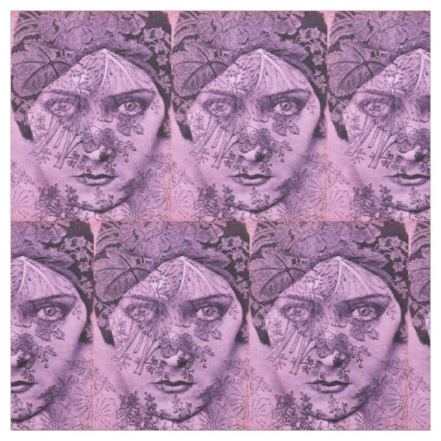 1920s Gloria Swanson in lavender print Fabric (Swatch)