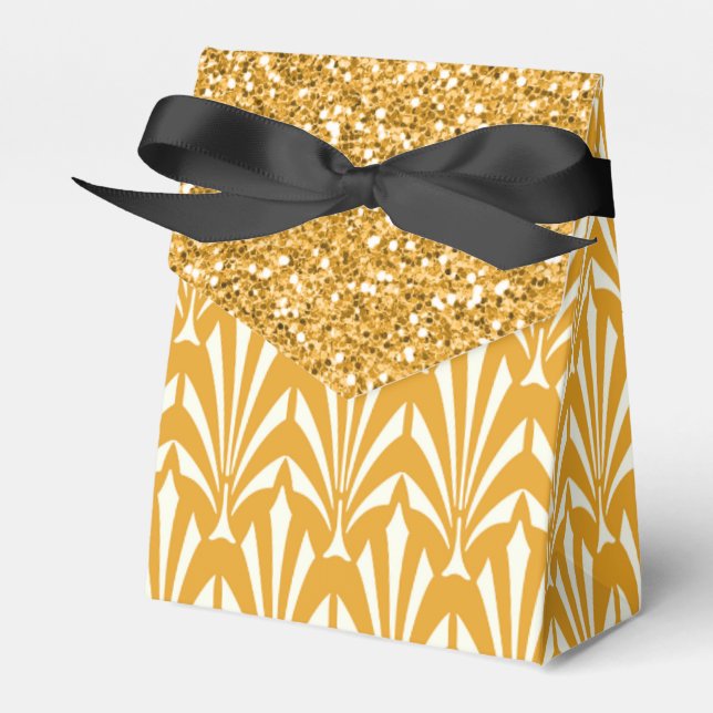 1920's Gold Glam Glitter Wedding Favour Gift Boxes (Front Side)