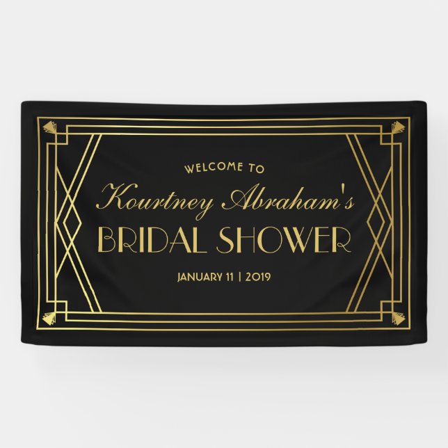 1920s Great Gatsby Art Deco Bridal Shower Banner (Horizontal)