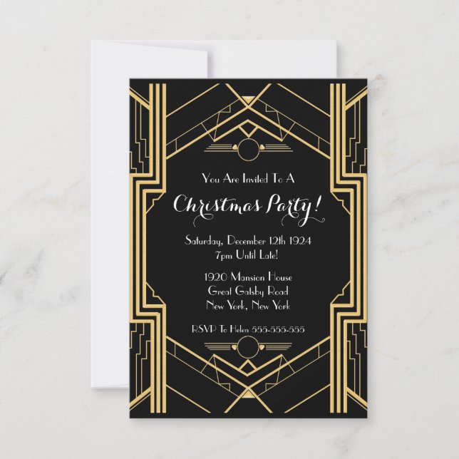 1920's Great Gatsby NYC Themed Christmas Party Invitation (Front)