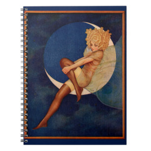 1920s hosiery ad beautiful woman on the moon notebook