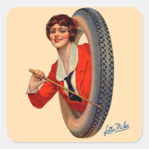 1920s Kelly-Springfields tires mascot Lotta Miles Square Sticker