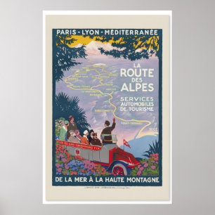 1920s La Route Des Alpes Vintage Style French Poster