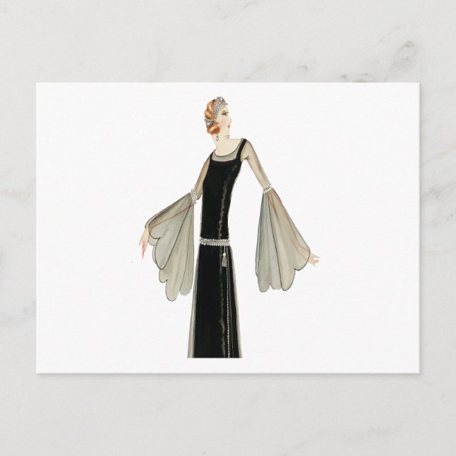 1920's Ladies Fashion Illustration Postcard (Front)