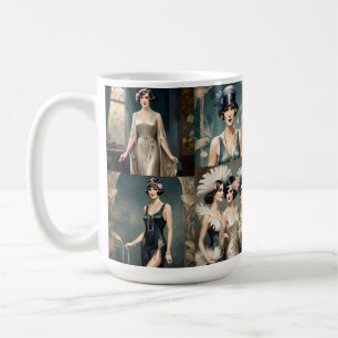 1920s Ladies Fashion Photo Collage, Coffee Mug