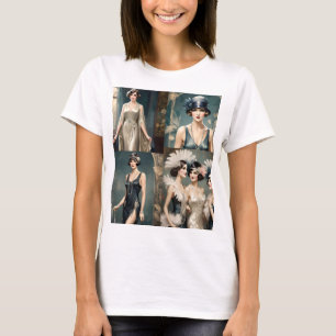 1920s Ladies Fashion Photo Collage, T-Shirt