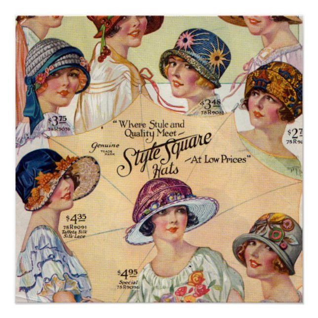 1920's Ladies Hat Fashions Poster (Front)